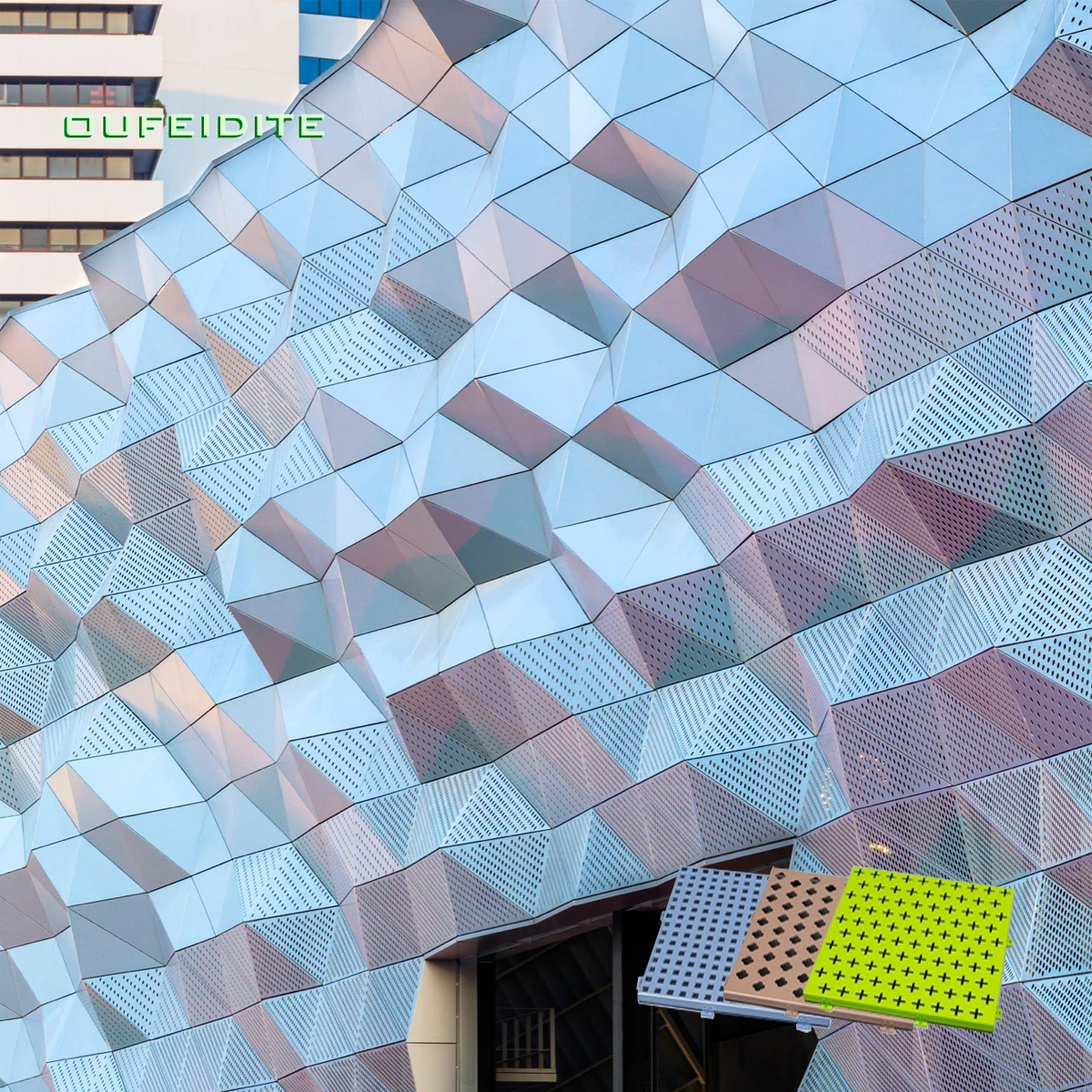 Good Price PVDF Painting Customized Pattern Venneer Panel Aluminum Facade Perforated Wall Cladding Exterior Decoration