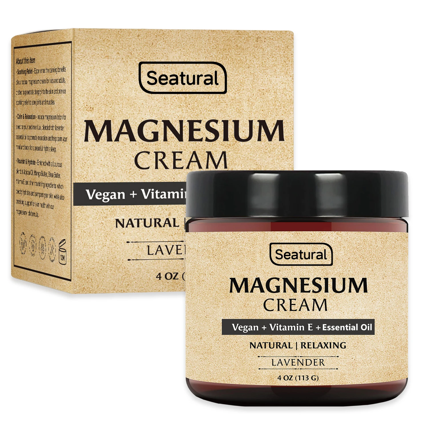 Private Label Natural Magnesium Shea Butter Cream for Men and Women Sleep,Muscle Soreness, Tension & Cramps Relief