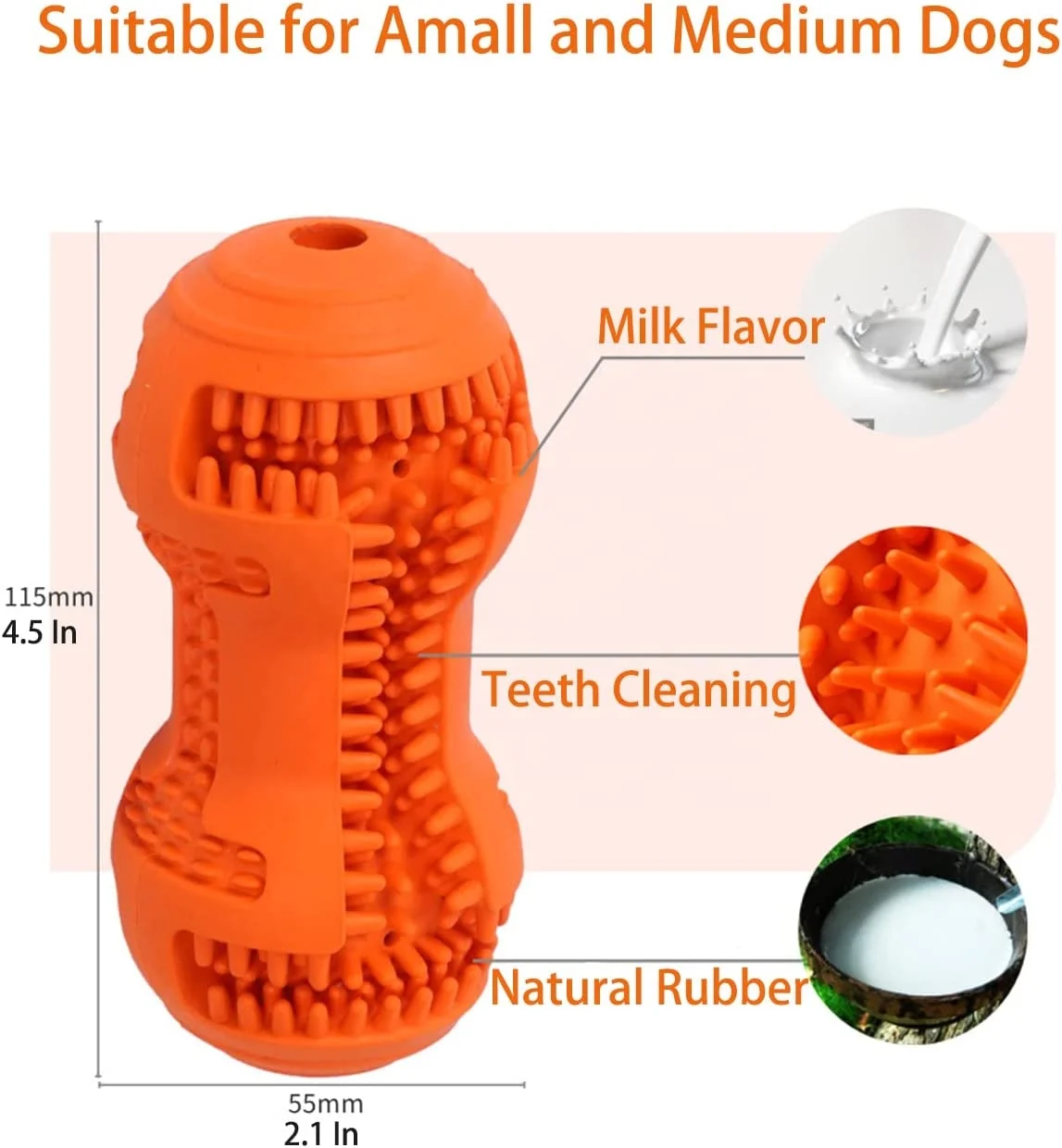 Indestructible Pet Teething Molar Stick Custom Food Leaking Tooth Cleaning Rubber Dumbbell Dog Chew Toy For Aggressive Chewers