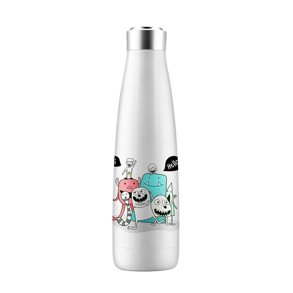 Portable 300ml 500ml Stainless Steel Bottle Insulated Vacuum Flask matte rubber Powder Coated Metal Water Bottle for Sports