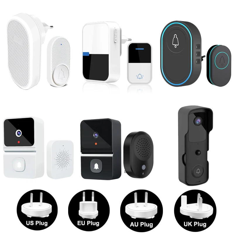 EU US Plug Volume Adjustment 32 Music Sounds White Black Home Bell House Door Bell Doorbell Smart Wireless Intelligent Doorbell