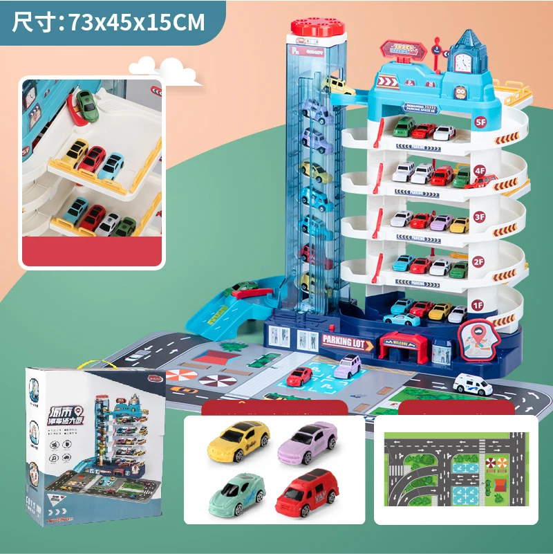 2022 China Factory Direct Supply Dinosaur Mountain Road Parking Lot Slot Toy Vehicles