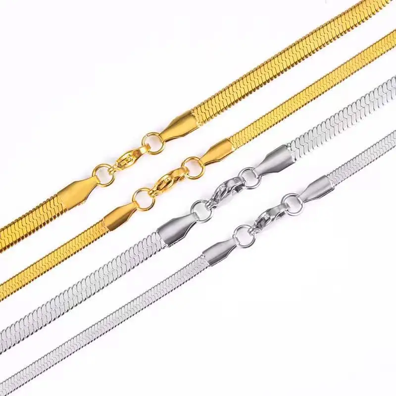 2022 Custom Fashion Silver Plated Chain 2mm 3mm 5mm 6mm Men Women Chain Blade Necklaces Stainless Steel Snake Necklace