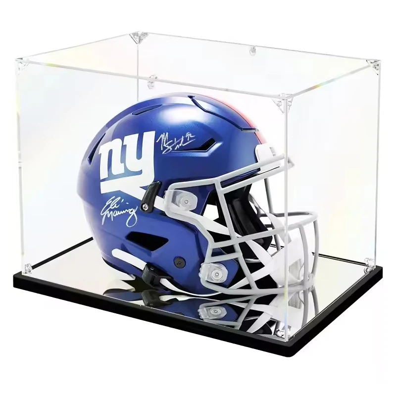 Custom full size clear acrylic helmet display box dustproof removable shell collectible display box
