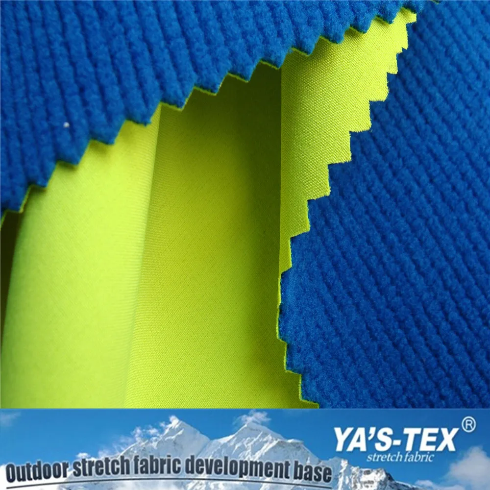 
Polyester spandex laminated TPU bonded polar fleece soft shell fabric for Jacket 