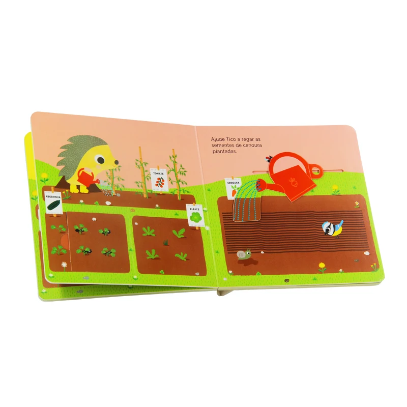 Factory Custom Kids Board Book Publishing Printing Services Children Cardboard Book Push and Pull Board Book