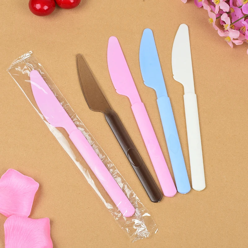 Disposable color plastic knife thickened individually loaded cutting knife takeaway steak knife