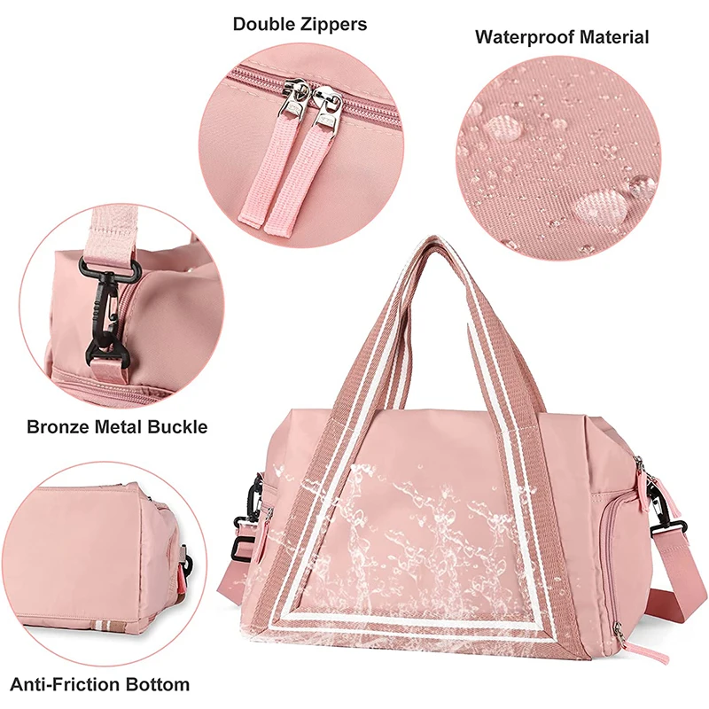 Wholesale Women Custom Pink Sports Gym Carry On Weekender Overnight Tote Travel Duffle Bag With Logo