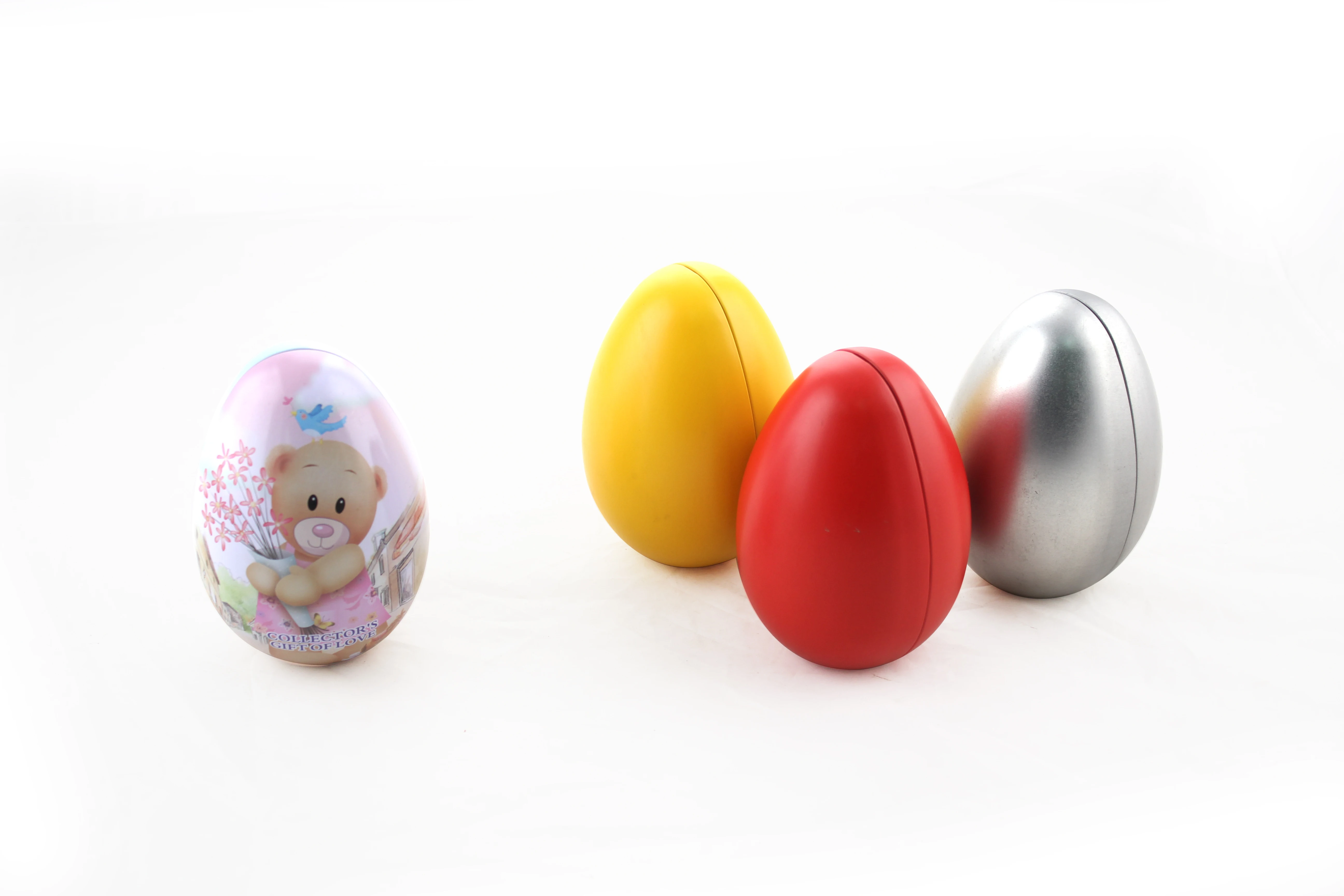 Christmas egg shaped metal tin box mini toys chocolate decorate candy storage box