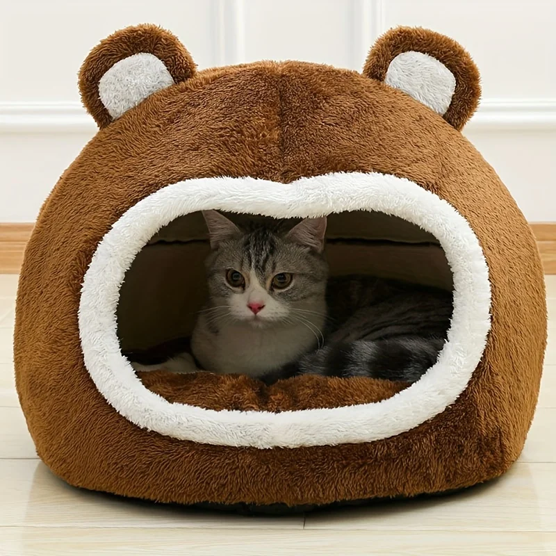 Уютная кошачья кровать-теплая и мягкая корзина для котят и кошек-лежак и палатка в одном, кровать для домашних животных для кошек и собак