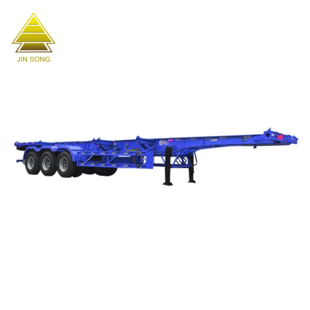 Manufacturer Tri-Axle 20/40 foot Flatbed Cargo Container Skeleton/Skeletal Semi Truck Trailer