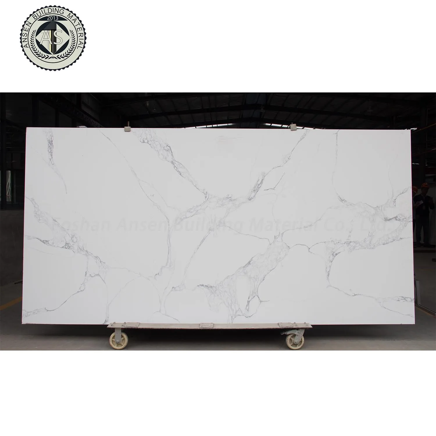 Calacatta large quartz stone white quartz engineered stone 20 mm thickness artificial quartz stone