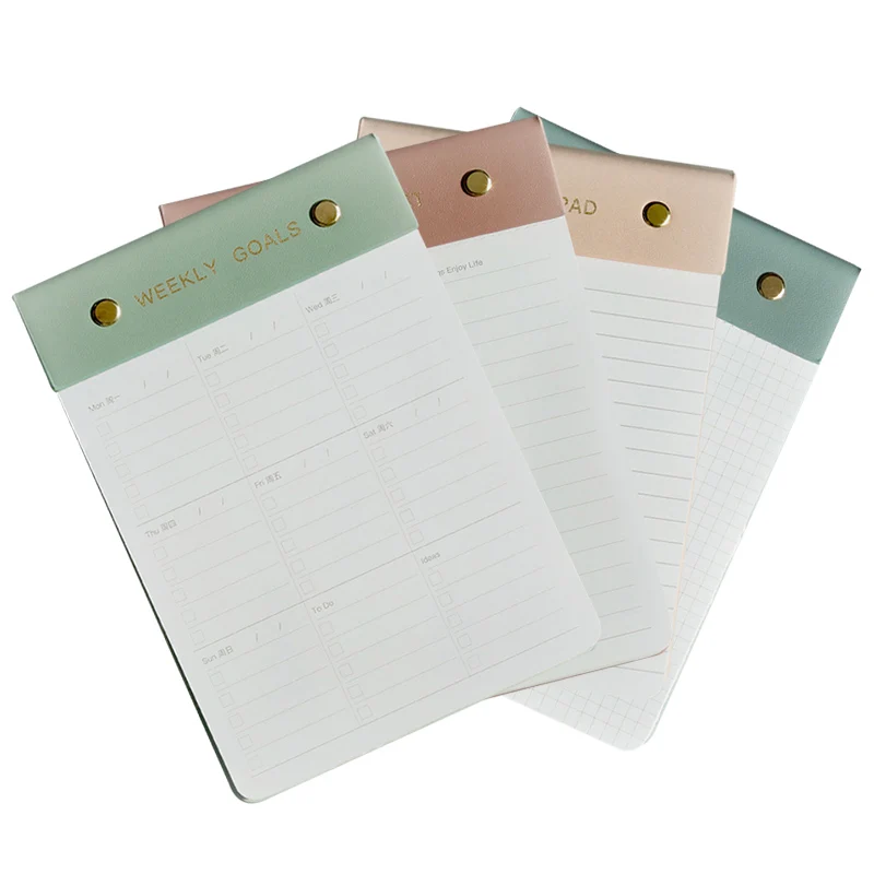 Wholesale PU Leather Tear Off Private Label Weekly Notepad Custom Printed for Students Office Custom