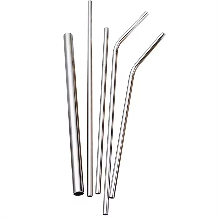 Reusable Straw Set Coffee Beverage Drinking Pipette 304 Stainless Steel Metal Straw