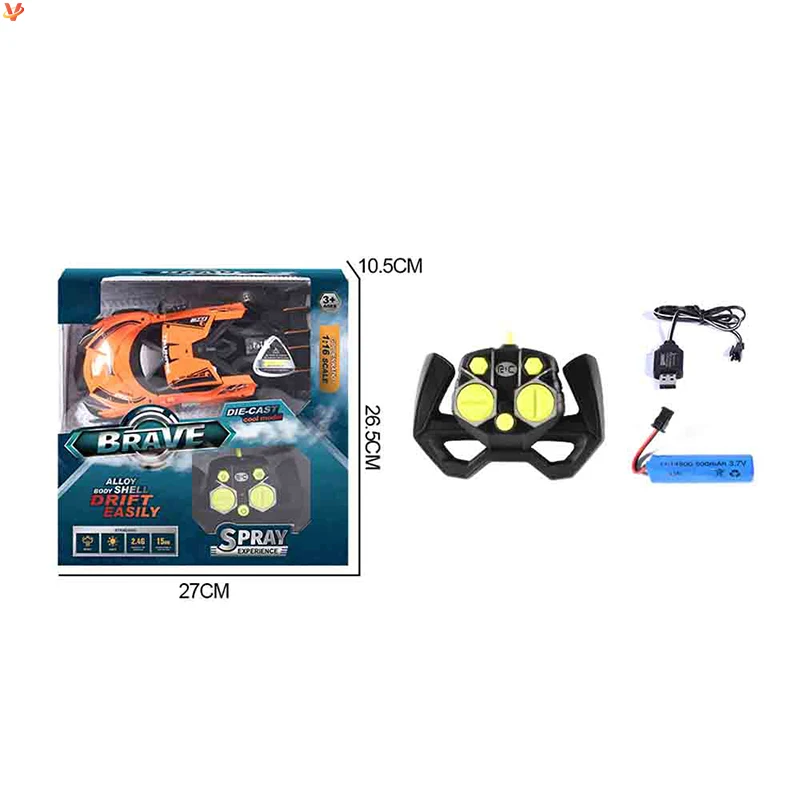 Automatic show 1:16 Alloy Rc Car Electric with car Light Toy Controlled Rc With Remote Control Aerosol racing car with Spray