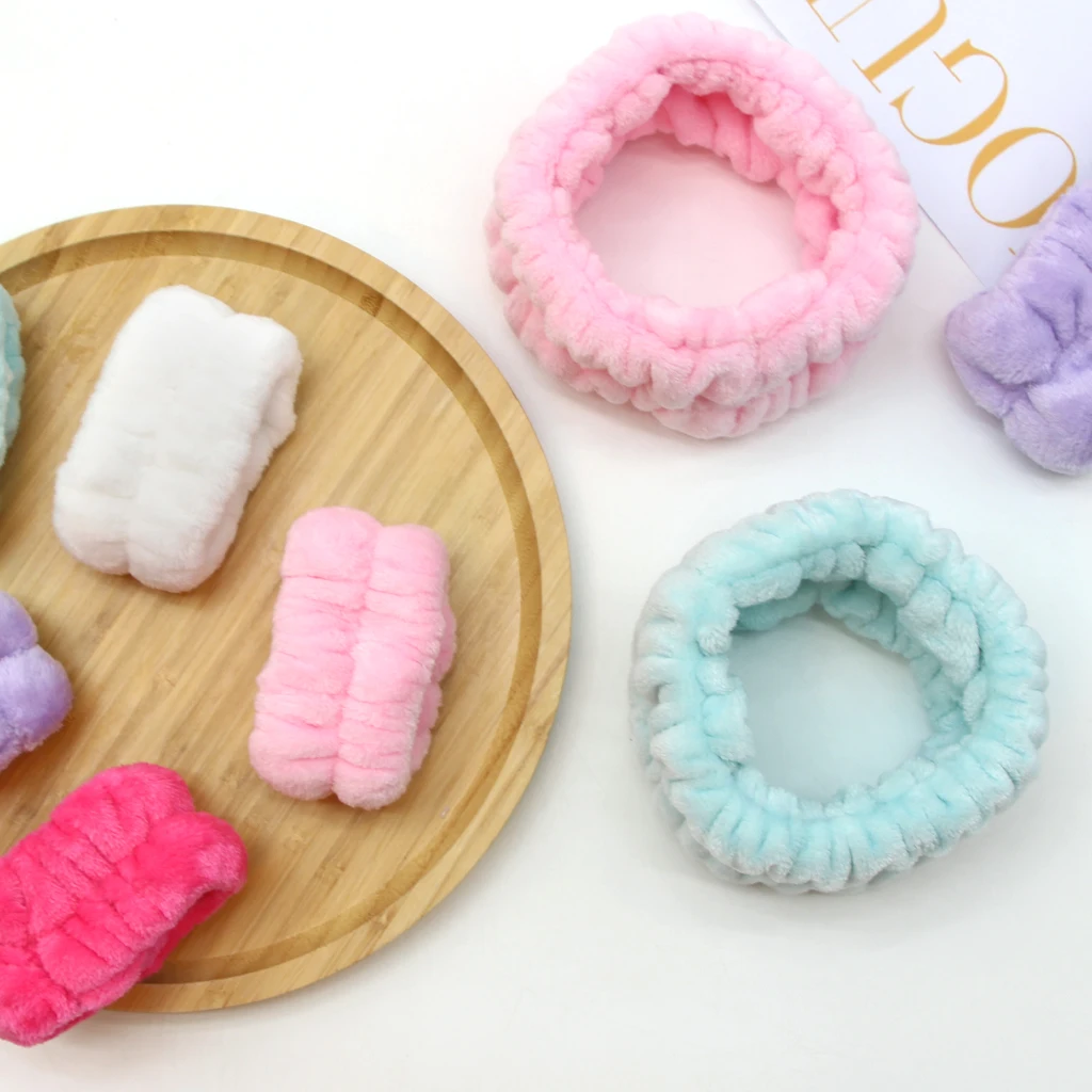 Spa Headband Wrist Washband Face Wash Set with 2 Washband Prevent Liquids Spilling Down Hair Wrap For Women Girls