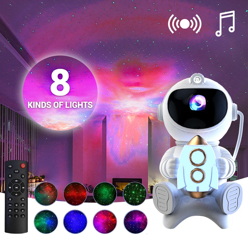 remote control USB rechargeable astronaut star starry sky galaxy robot projector light with music and night light lamp