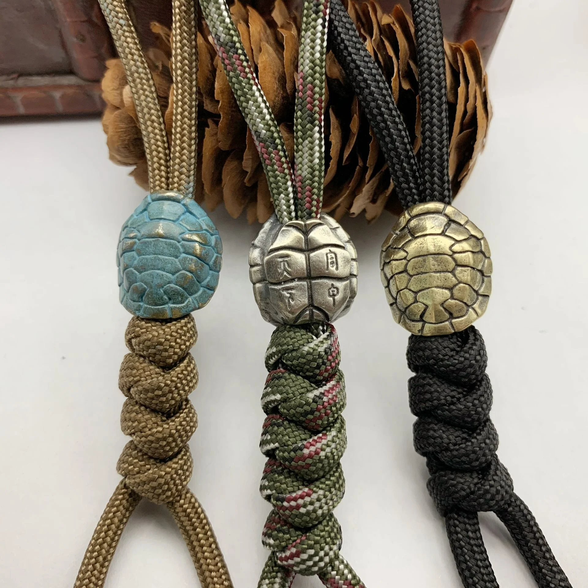 DIY Paracord Keychain Accessories Bracelet Necklace Pendant Bead Good Quality Punk Charm Antique Brass Turtle Shell EDC Beads