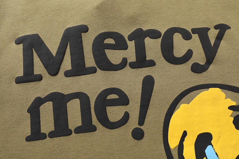 New Style Letter Puff Fleece Oversize Men Pullover Hoodies Fashion Casual 100% Cotton Hoodie O Neck Sweatshirt