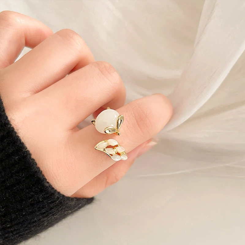 JZ10295 Fashion trendy gold plated women jewelry opal fox open adjustable
