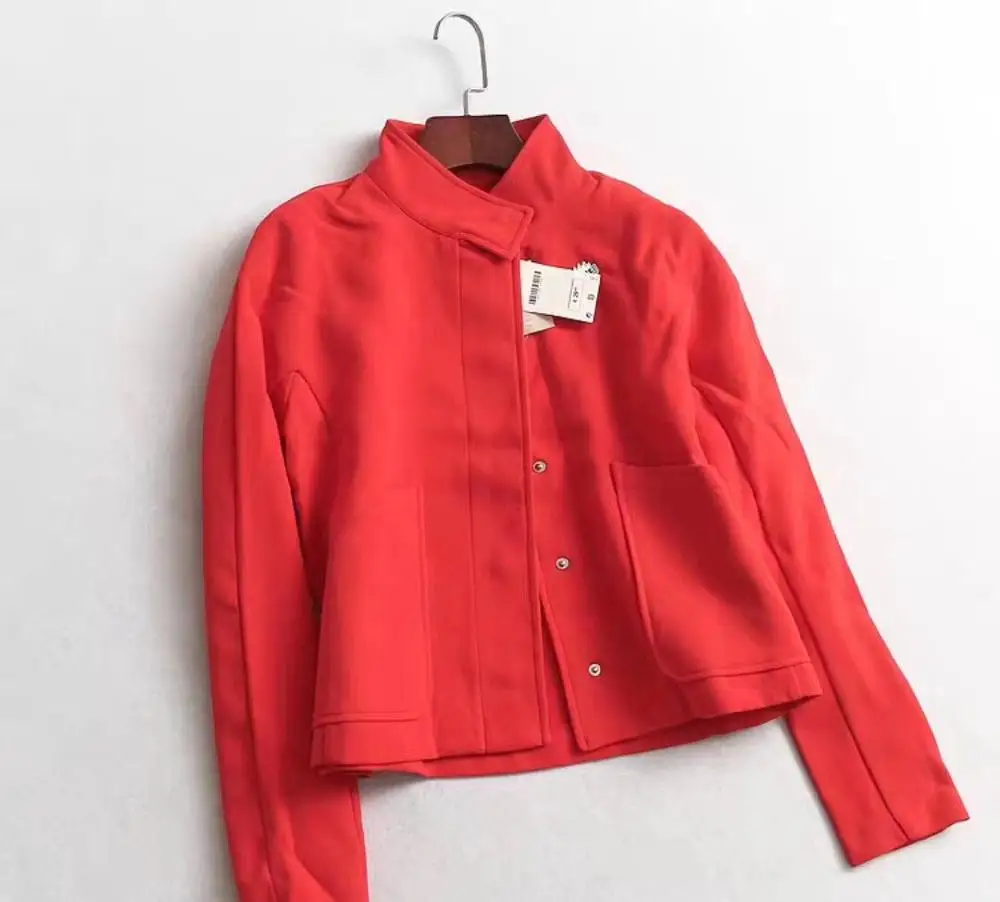 В наличии, оптовая продажа, в наличии, одежда, Европейская Женская короткая куртка, классическая красная куртка, одежда оптом