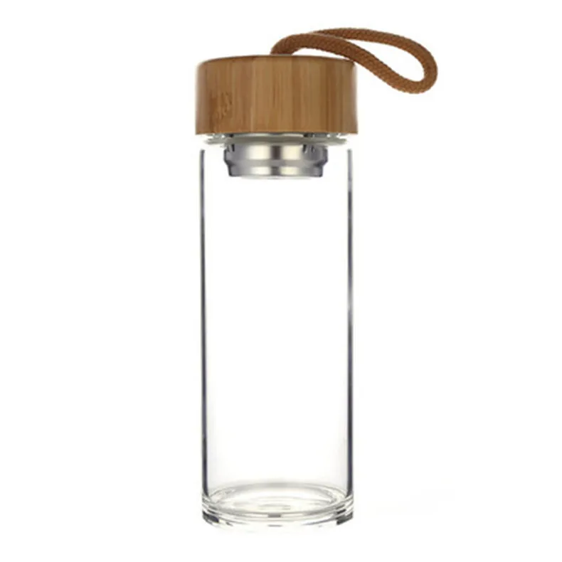 
Single Wall Portable Custom Logo Glass Water Bottle With Tea Infuser 