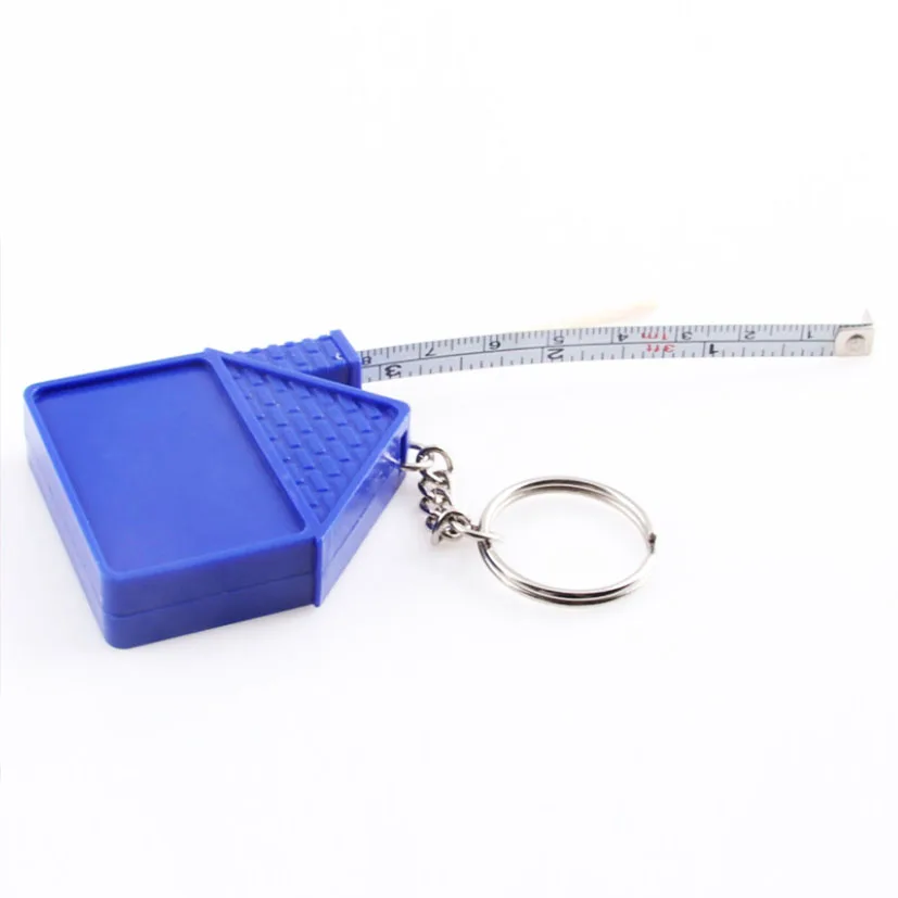 Custom Logo printed House shape tape measure keychain 1 Meter key ring