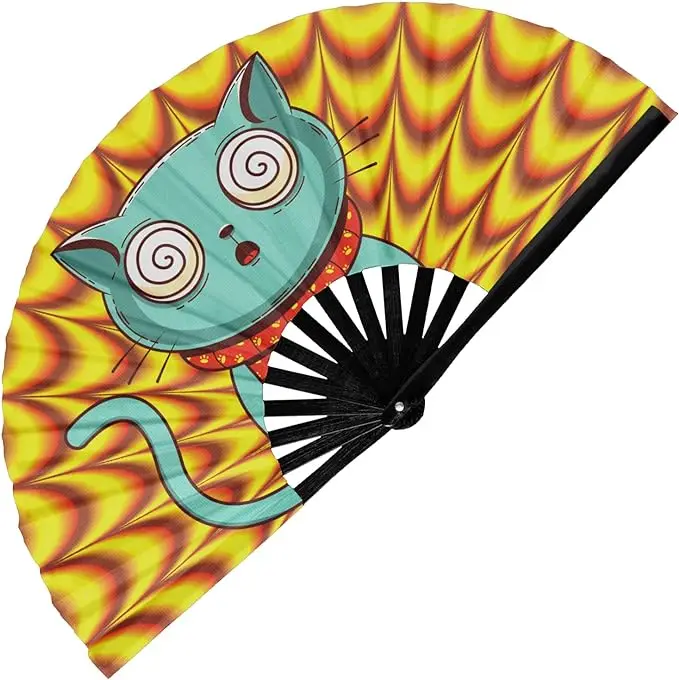 Large Folding Fan Anime Hand Fan Music Festival Essential for Music,Festival,Club,Event,Party,Dance,Performance,Decoration,Gift