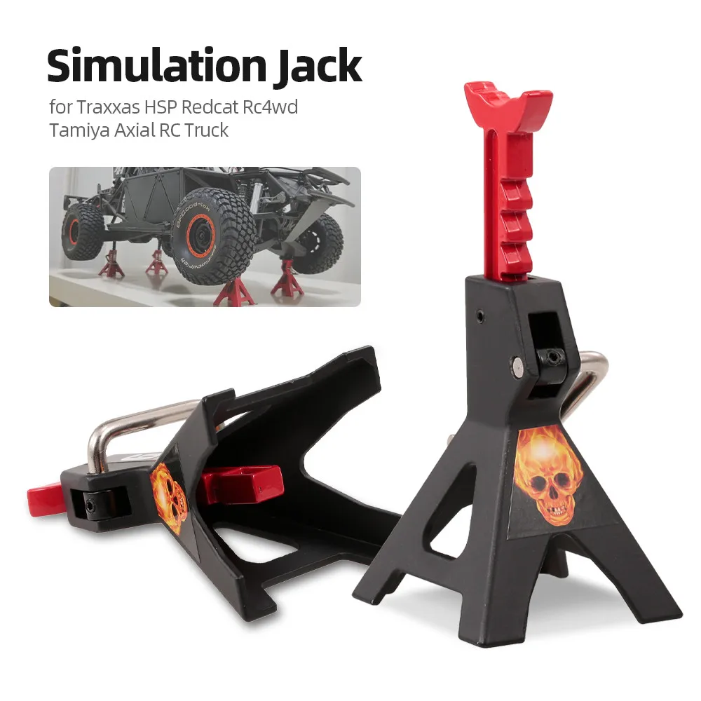 2pcs RC Jack Stand Adjustable Height Decorate Metal RC Simulation Accessories for Traxxas HSP Redcat Rc4wd Tamiya Axial RC Truck