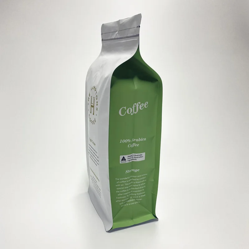 100g 250g 500g 1kg biodegradable resealable stand up zipper flat bottom zipper bags for coffee bean food snack packaging
