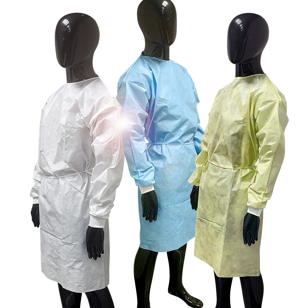 Newest Fashion Made In China Long Sleeve Disposable Clothing Non Woven Aami Standard Level 1 Gown For Adult