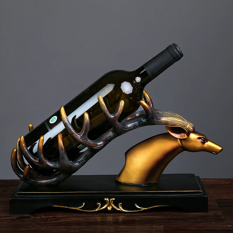 Hot Sale Resin crafts animal style figurine polyresin deer statue wine rack for table decoration