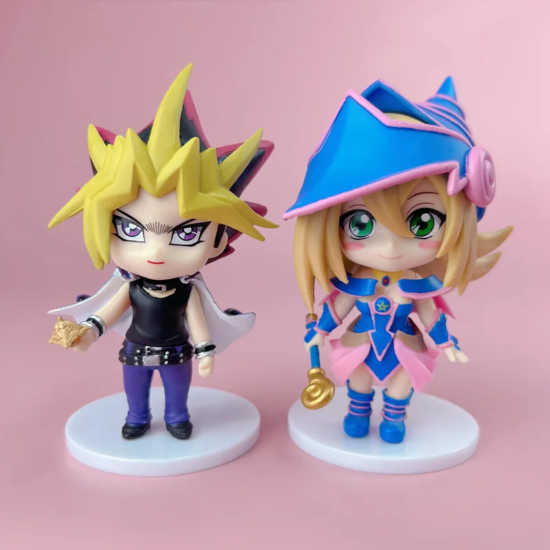 6pc/set 9.5-12cm Yu Gi Oh Action Figure Cartoon Yugi Muto Black Doll Anime Figure Toy Model Cute PVC Statue Ornament
