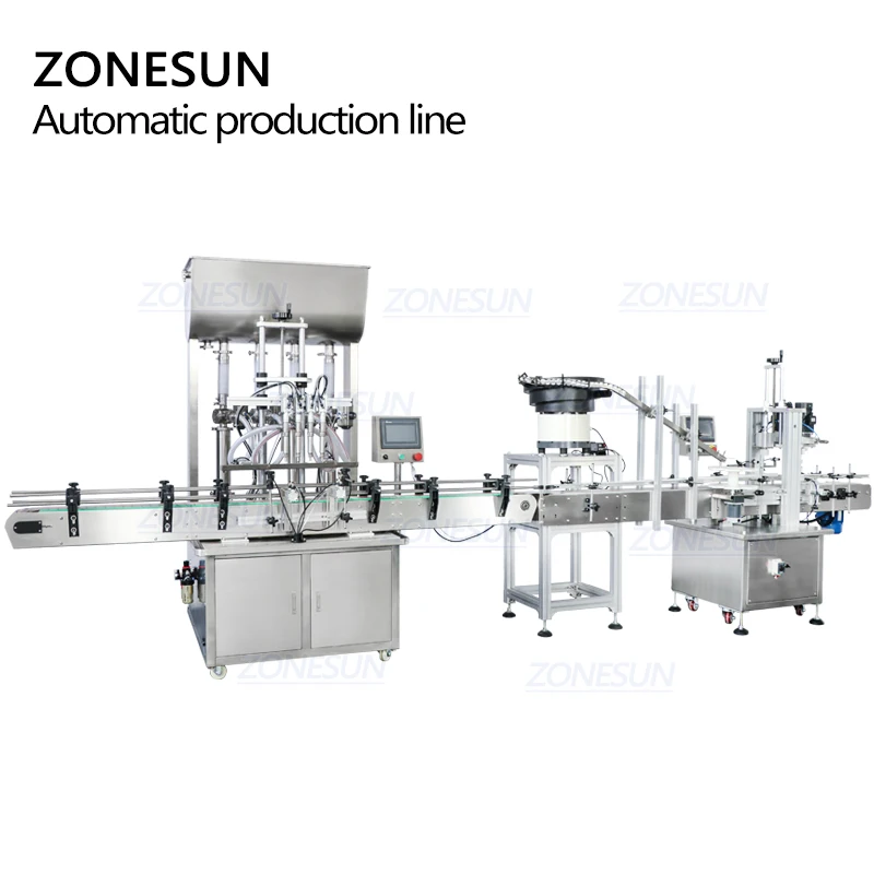 
ZONESUN Automatic Honey Jam Chili Sauce Tomato Paste Bottle Filling Capping Machines Line With Cap Feeder Vibratory Bowl Sorter 