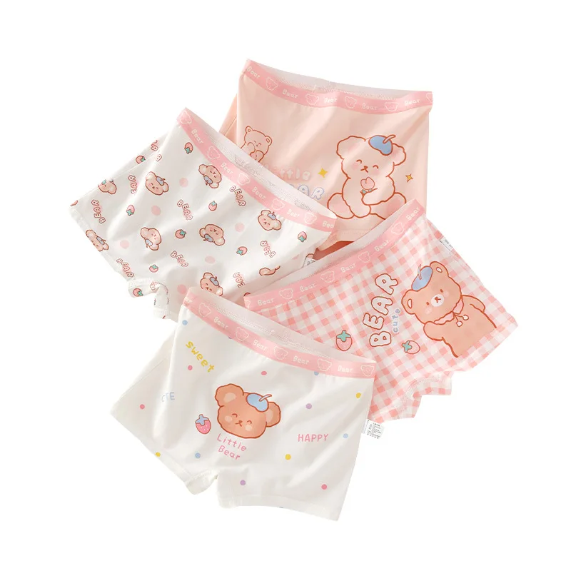 Wholesale Cotton Kids Underwear Breathable Cartoon Print Briefs for Age 3-12 Years Cute Boxes Panties for Girls
