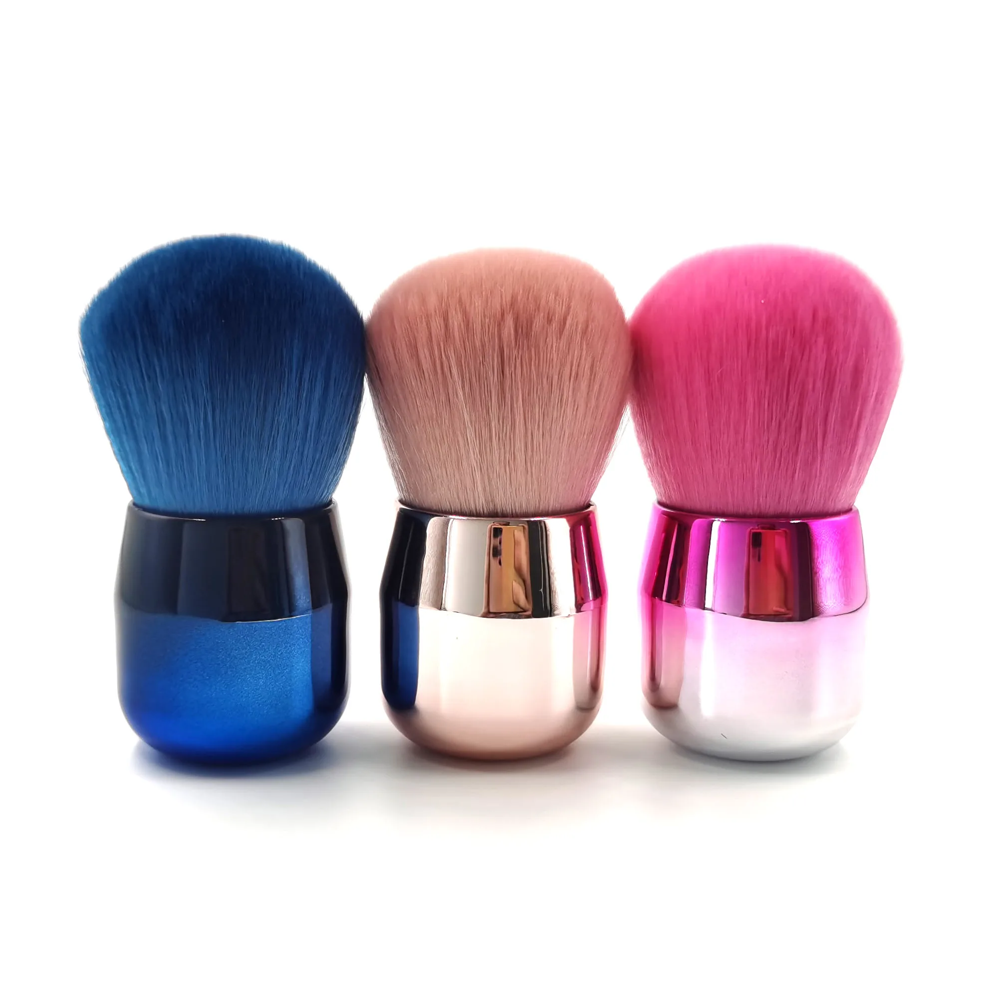 Single handle mushroom head blush makeup brush round head oblique head a loose paint electroplated nail brush