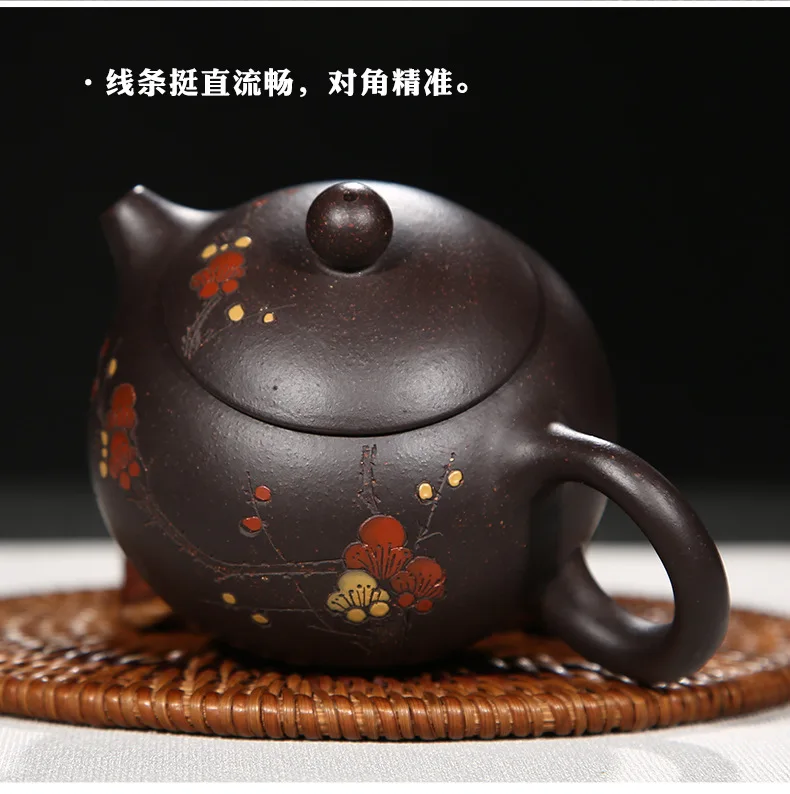 Yi Xing Zi Sha Hu заводская цена с черной глиной Фиолетовый Глиняный Чайник цветком
