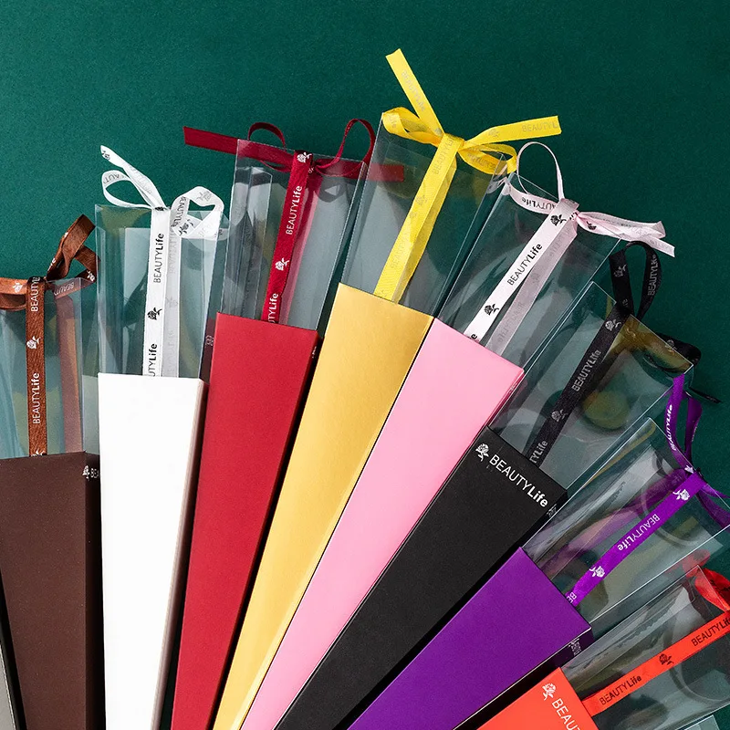 Одиночная коробка для розочек перерабатываемая Цветочная прозрачная пластиковая Цветочная втулка для цветочной упаковки