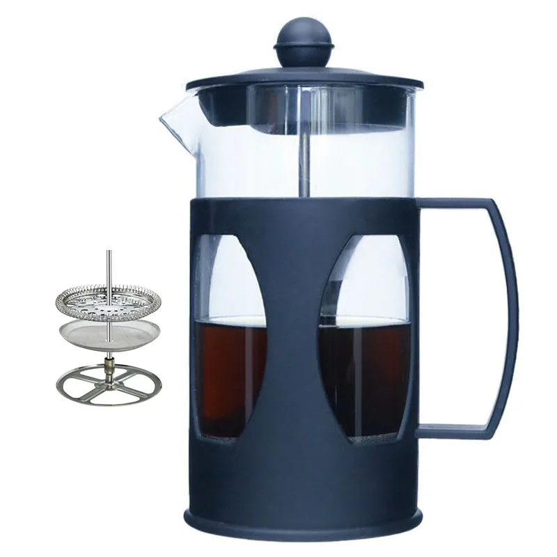 600ml Turkish Style Glass French Coffee Press Maker With Black Plastic Handle