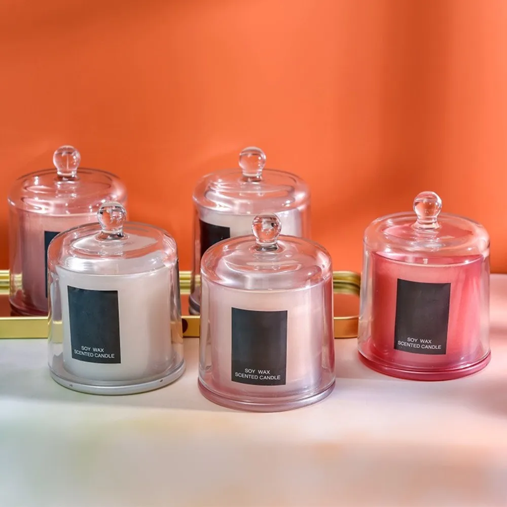 Wholesale Luxury Soy Wax Aroma Gift Set Home Decoration Customize Dome Cover Glass Jar Scented Candle