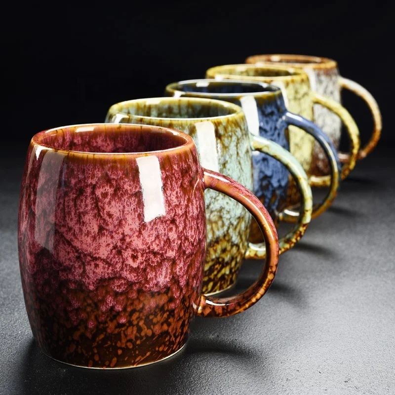 Novelty Colorful Retro Ceramic Mug Coffee 16oz Reactive Glaze Mug,Kiln Change Glazed Porcelain Ceramic Coffee Mug