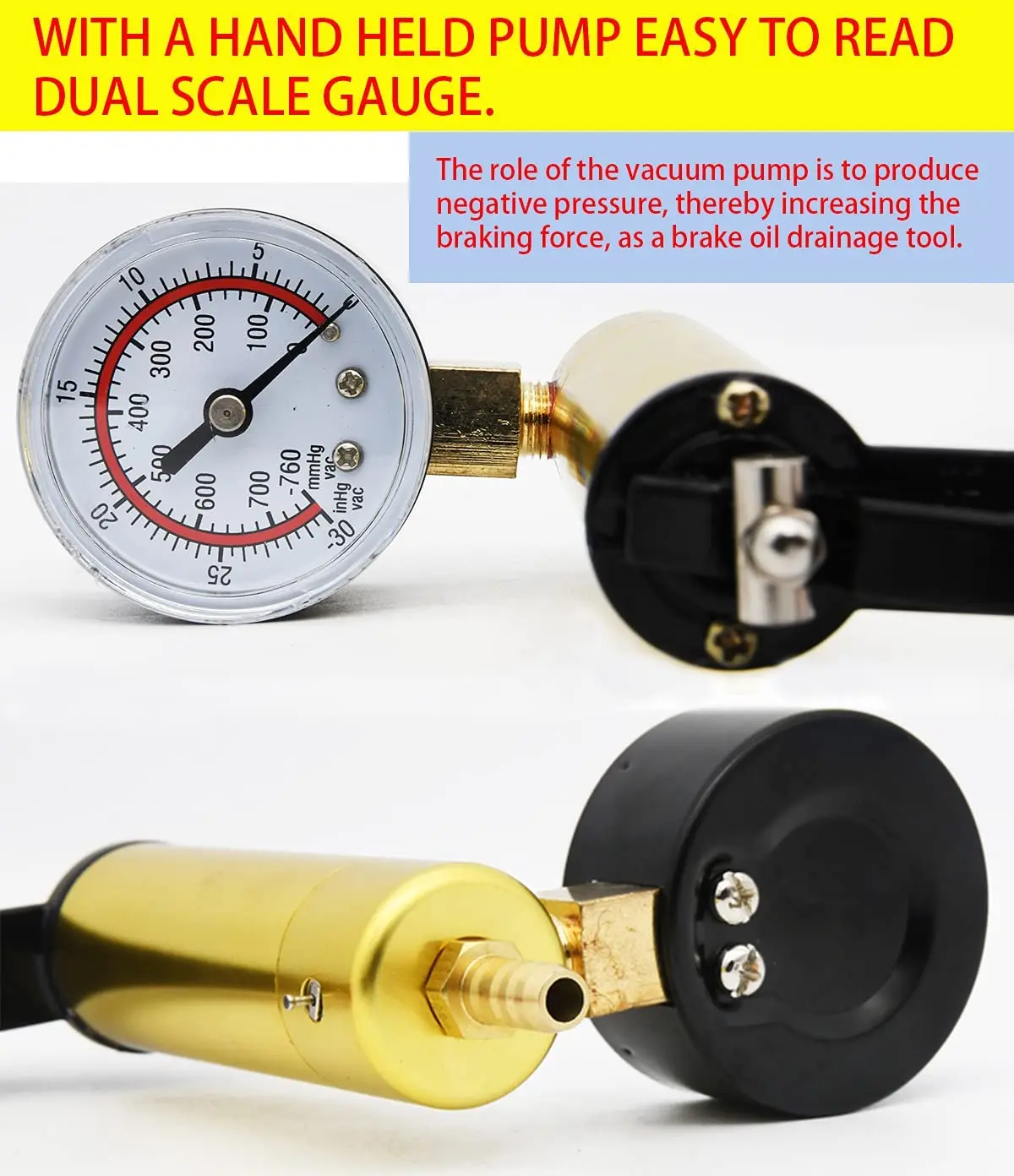 Hand held Vacuum Pump Tester Set  Clutch Bleeding System Automotive Brake Bleeder Kit