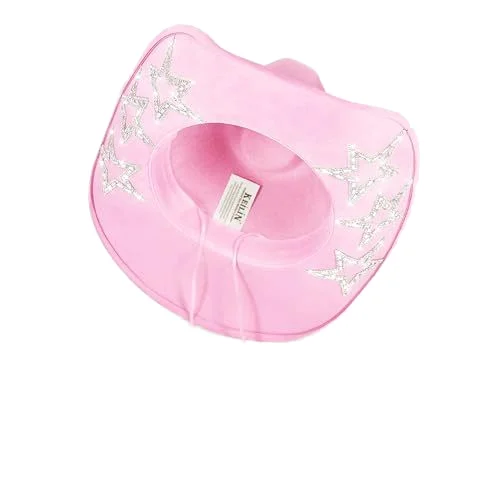 Lihua Unisex 11-Color Rhinestone Stars Felt Cowgirl Hat Western Cattlemen Suede Cowboy Hats for Adults Novelty Party Accessory