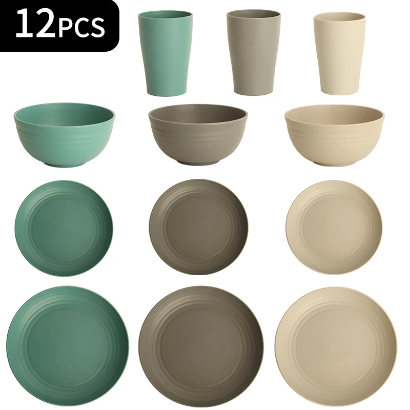 Wheat Straw Dinnerware Sets / Unbreakable Dinnerware Sets / Dishwasher Microwave Safe Dinnerware