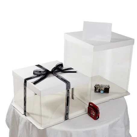 4 6 8 10 12 Tall Wedding Cake Boxes Clear Square Cake Box Packaging Tall Clear Cake Boxes Wholesale