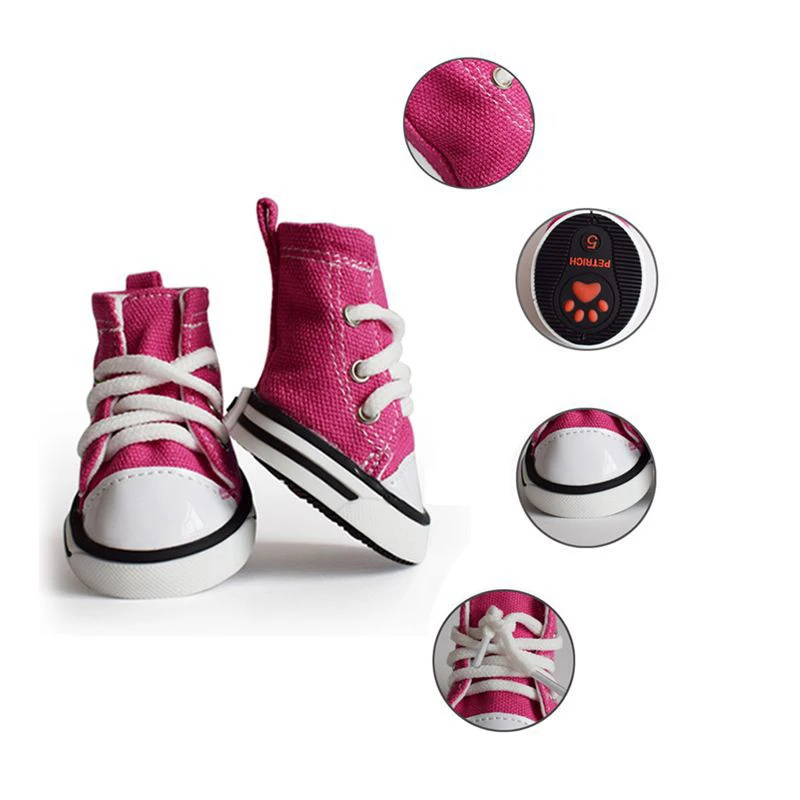 Puppy Canvas Sport Shoes Sneaker Boots Outdoor Shoes Rubber Sole Soft Cotton Inner Fabric Pet Shoes