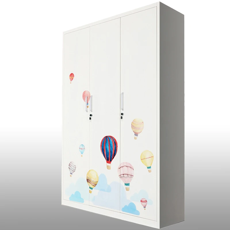 Steel wardrobe bedroom home style printing customized pictures 3 door cupboard furniture almari wardrobe
