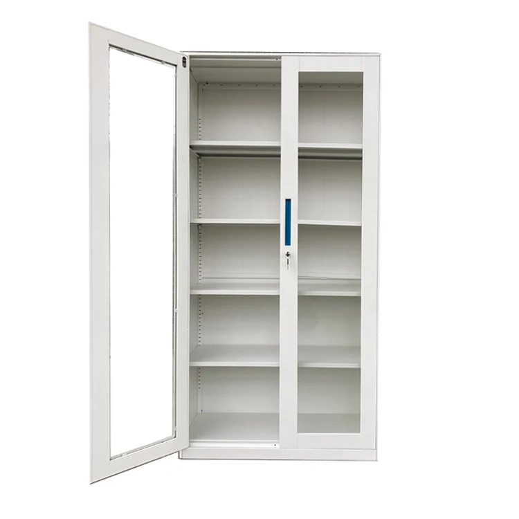 Factory Cheap Price White Office Filing Steel Swing Door Storage Steel Home Cabinet Within 5 Layers Cupboard