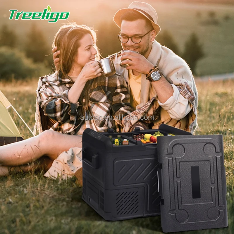 12v Solar Portable Car Fridges Dual Zone Detachable Battery Car Bus Truck Boat Camping Fridge Freezer Refrigerator