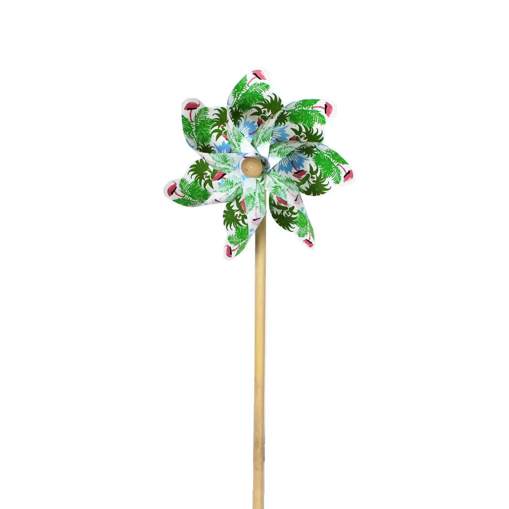 BAILING Garden Decor hand held Wooden Rainbow Windmill Kids Toy Dot And Stripe Windmills